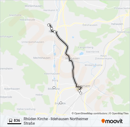 836 bus Line Map