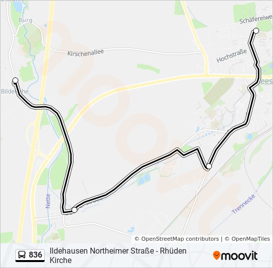 836 bus Line Map