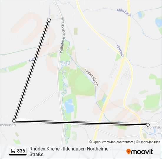 836 bus Line Map