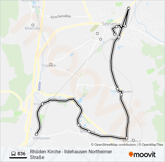 836 bus Line Map