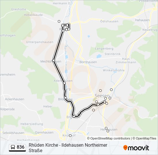 836 bus Line Map