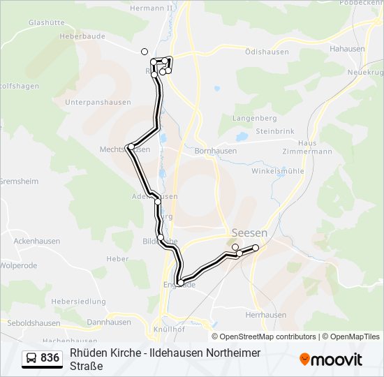 836 bus Line Map