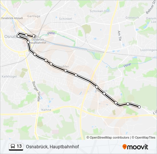 13 bus Line Map