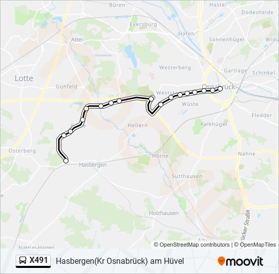 X491 bus Line Map