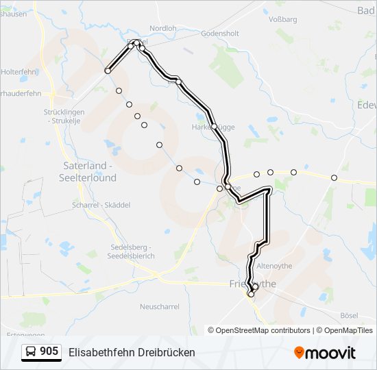 Buslinie 905 Karte