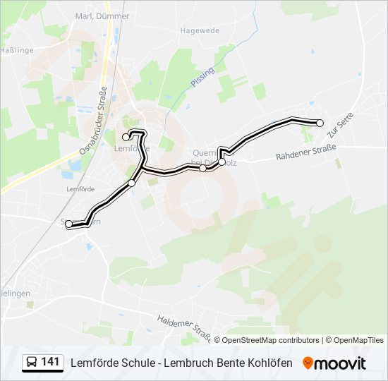 141 bus Line Map