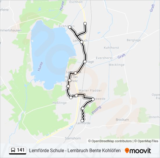 141 bus Line Map