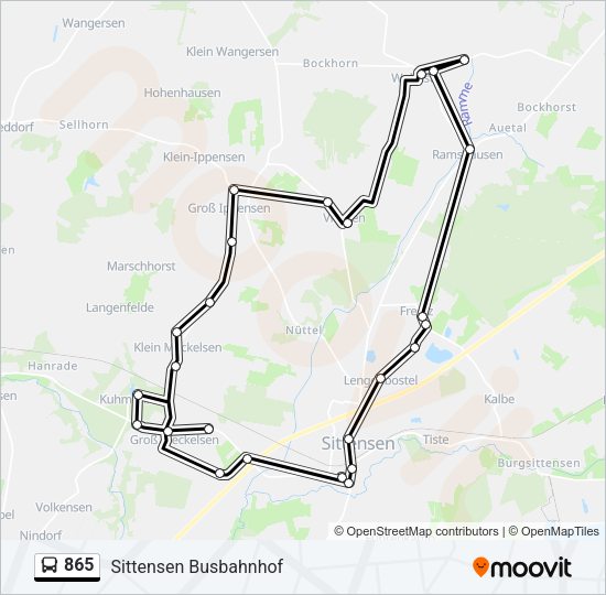 Buslinie 865 Karte