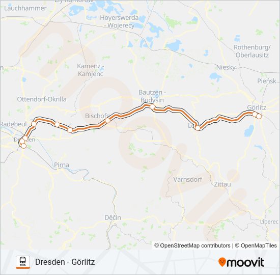 Поезд RE1: карта маршрута