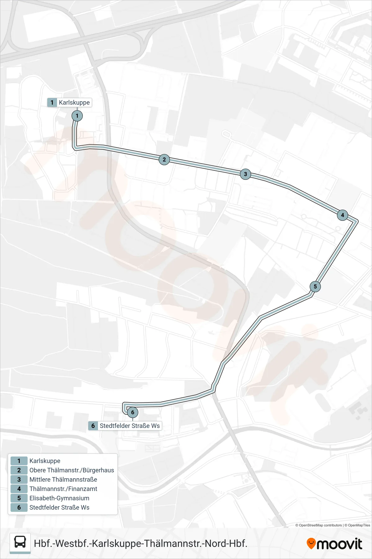 Linie 2/5A (Bus) Richtung Stedtfelder Straße: Route und Haltestellen auf der Karte