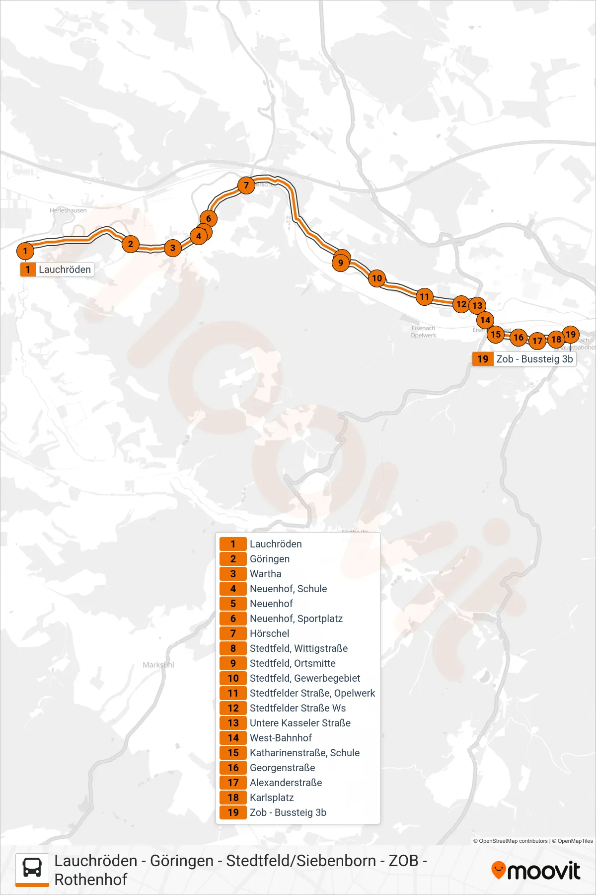 Linie 2 (Bus) Richtung Zob: Route und Haltestellen auf der Karte