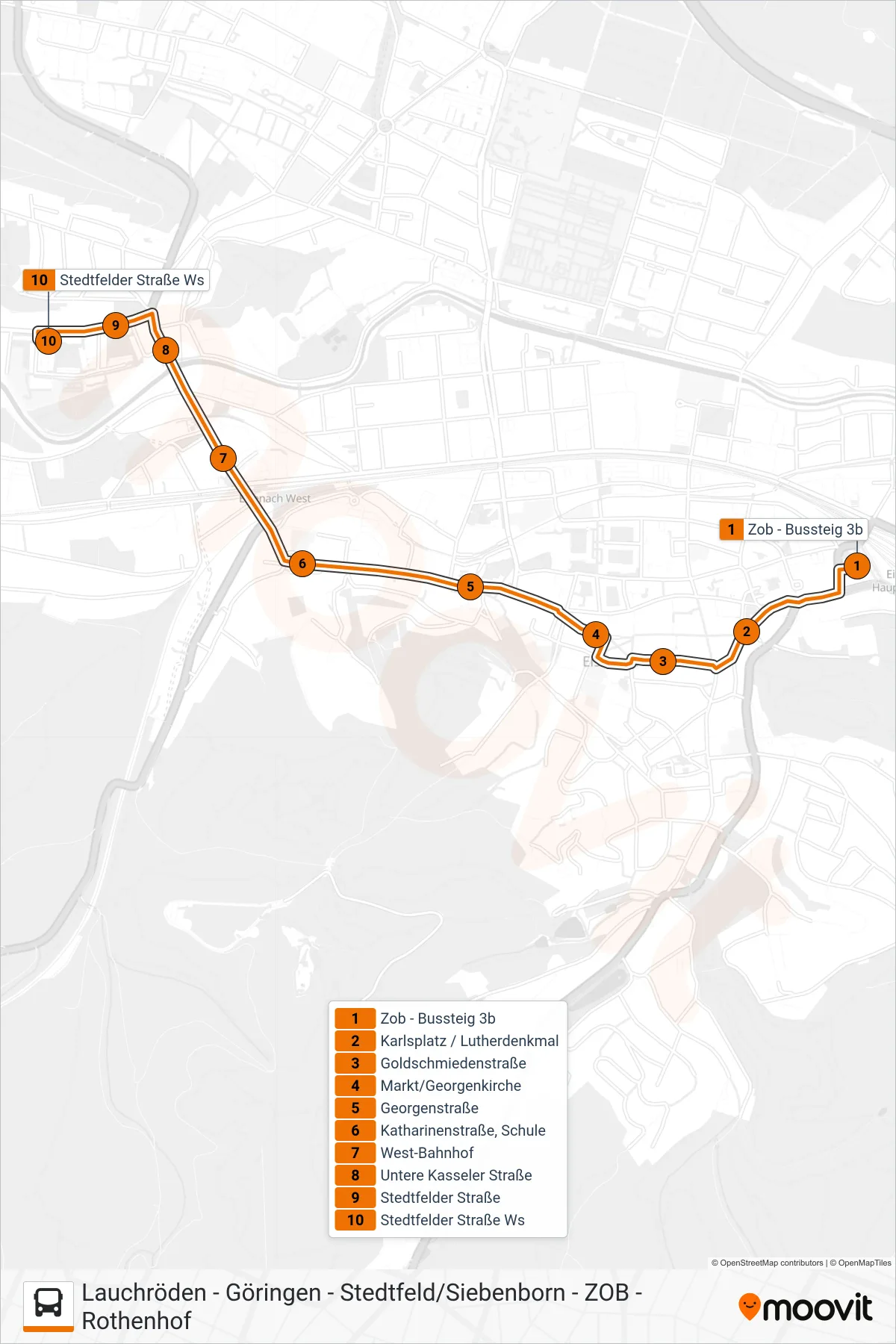 2 bus Line (Stedtfelder Str.) route and stops on a map