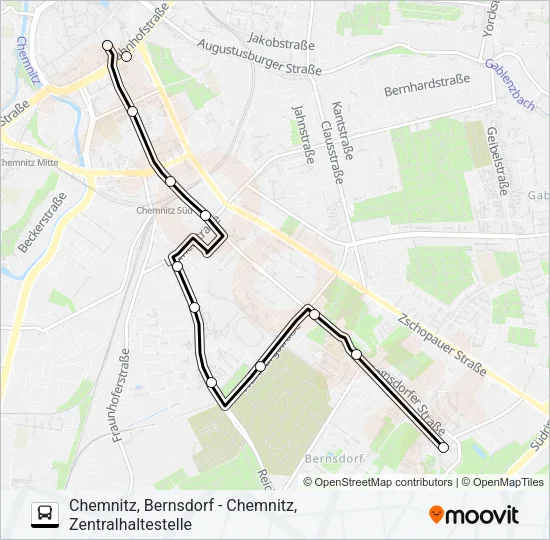 N14 Bus Line Map