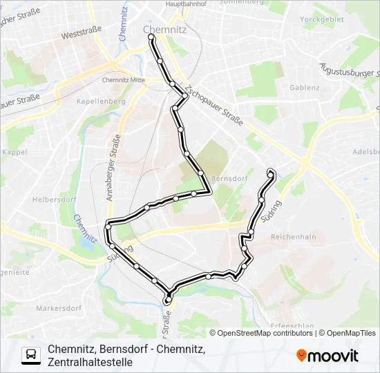 N14 Bus Line Map