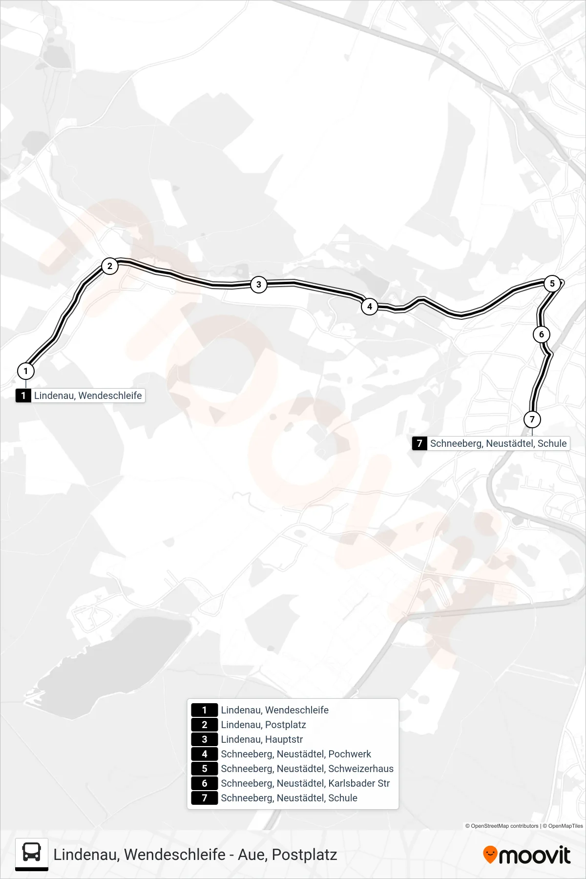 Linie 357 (Bus) Richtung Schneeberg, Neustädtel, Schule: Route und Haltestellen auf der Karte