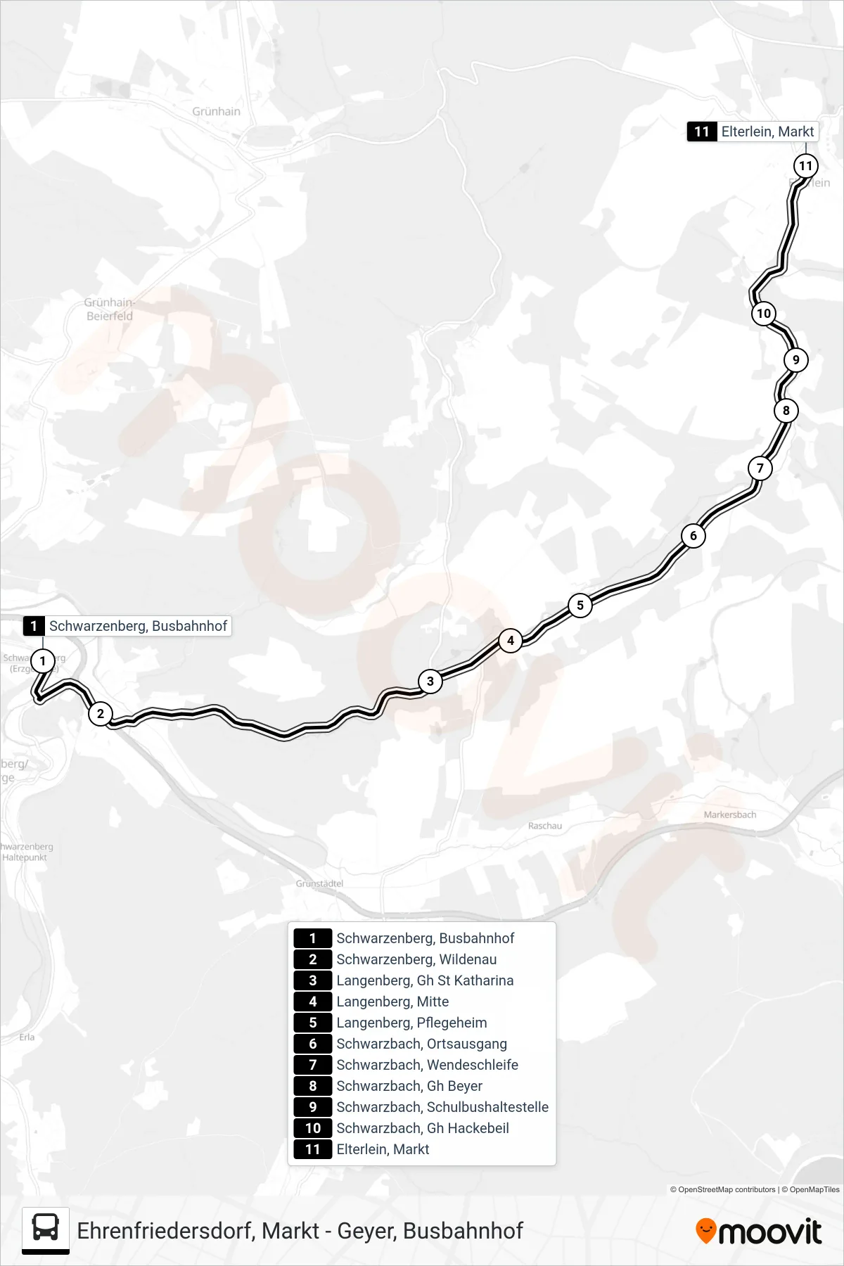 441 bus Line (Elterlein, Markt) route and stops on a map
