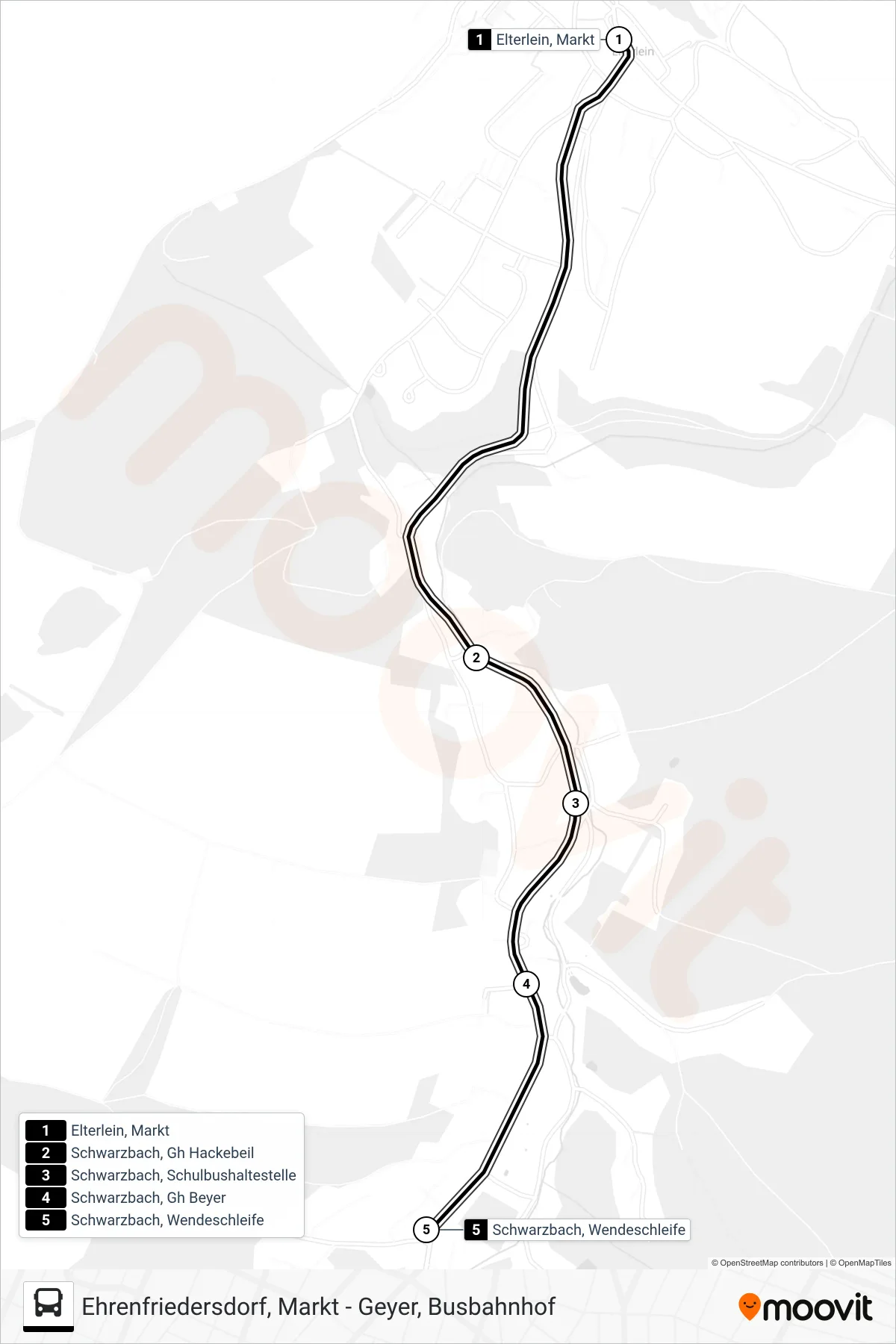 441 bus Line (Schwarzbach, Wendeschleife) route and stops on a map