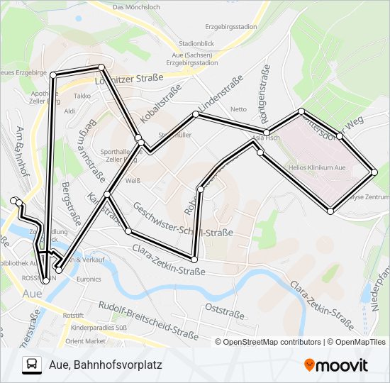 Автобус A: карта маршрута
