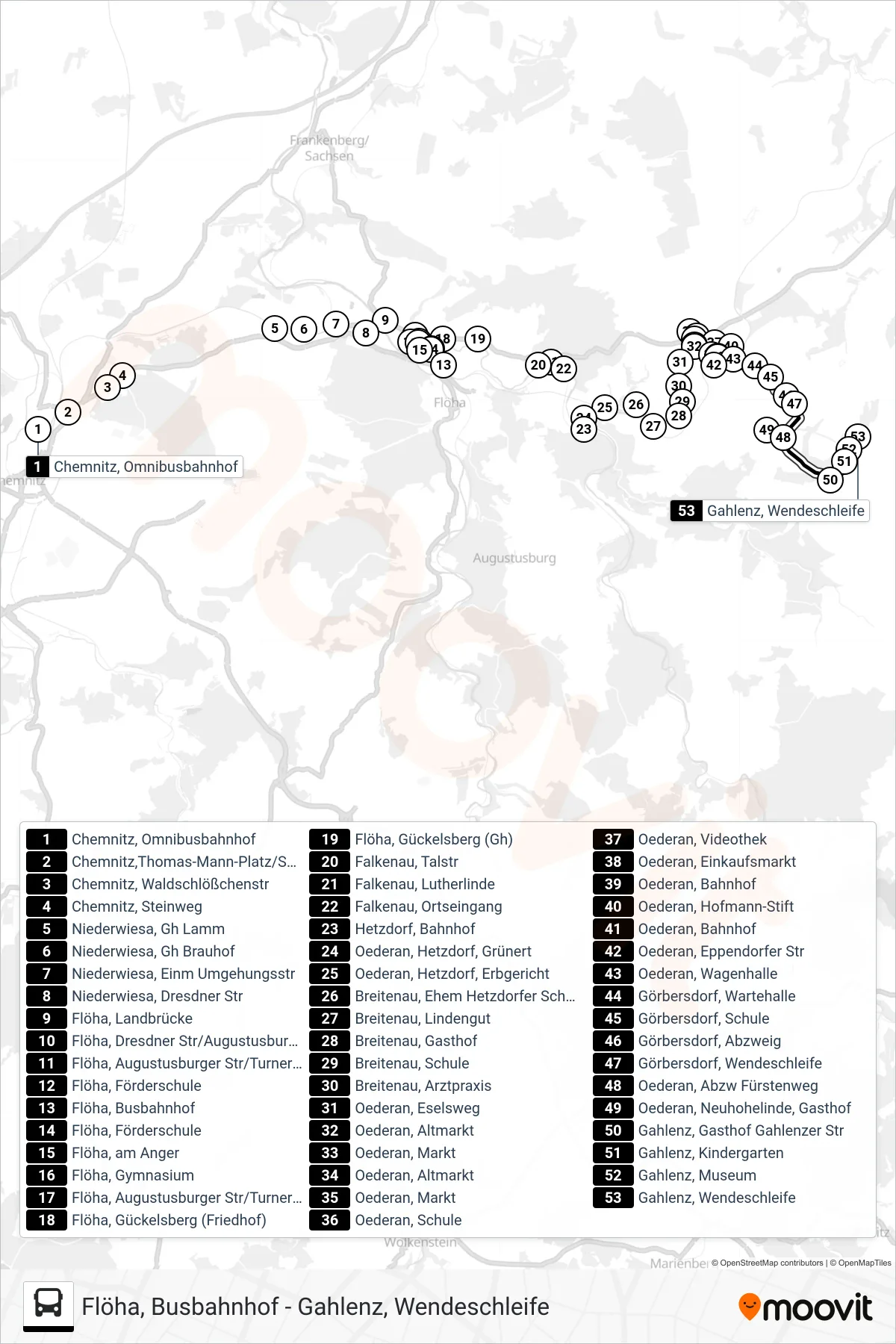 710 bus Line (Gahlenz, Wendeschleife) route and stops on a map