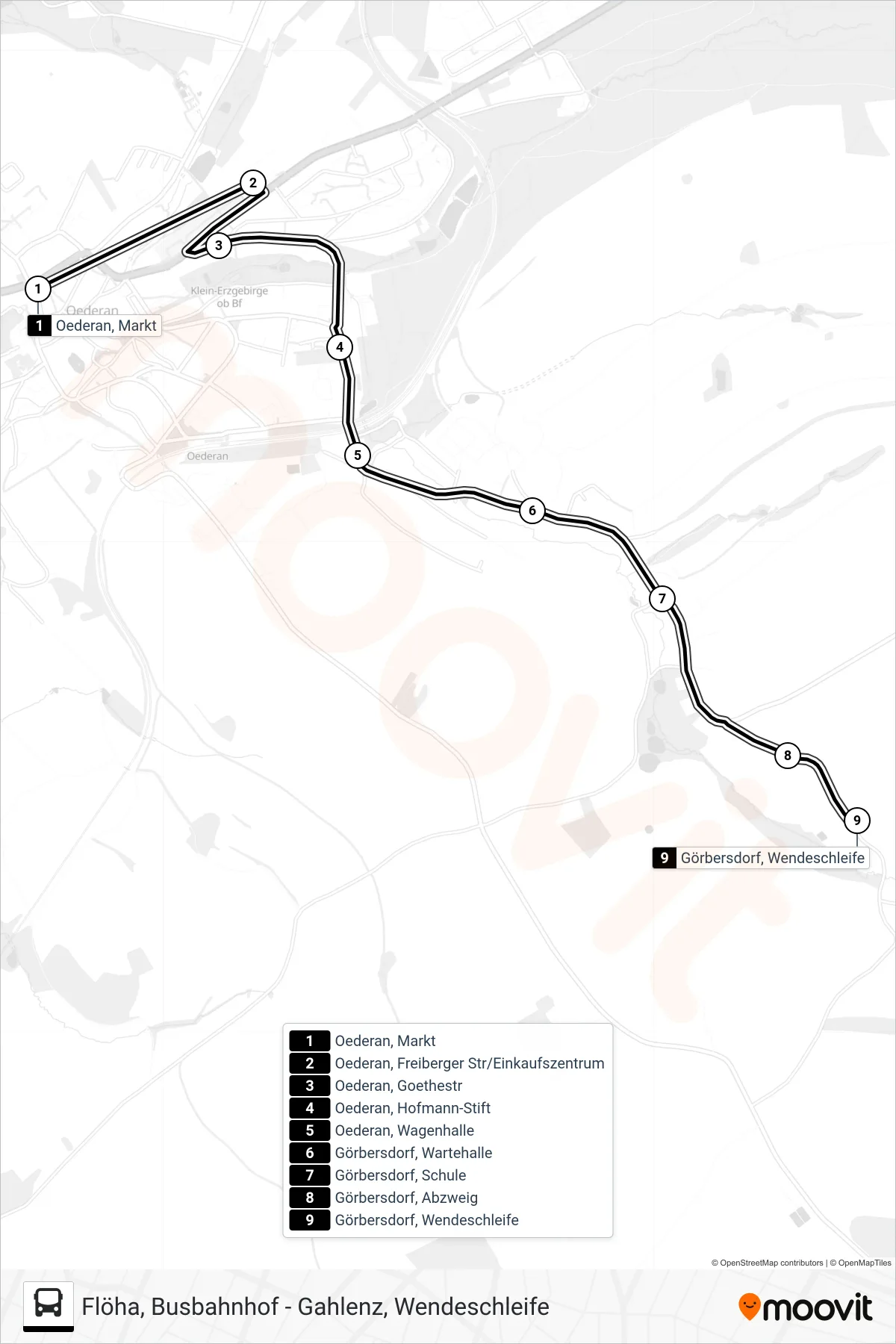 710 bus Line (Görbersdorf, Wendeschleife) route and stops on a map