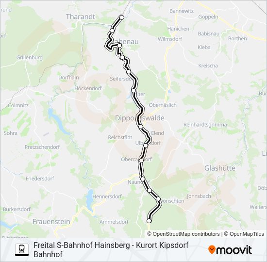 Поезд WEIßERITZTALBAHN: карта маршрута