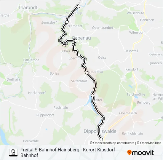 Поезд WEIßERITZTALBAHN: карта маршрута
