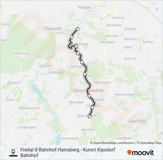 Поезд WEIßERITZTALBAHN: карта маршрута