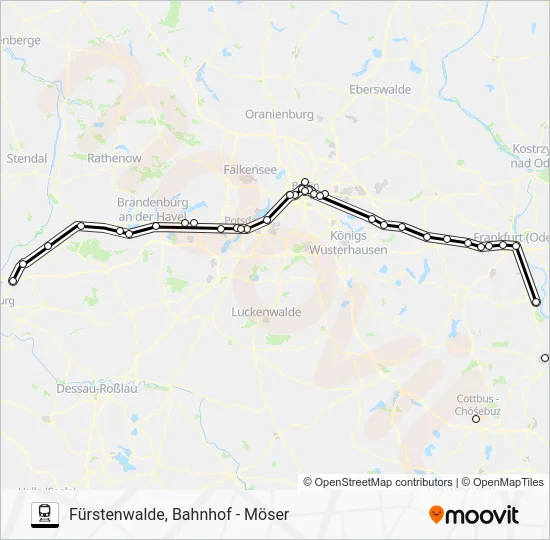 Поезд RE1: карта маршрута