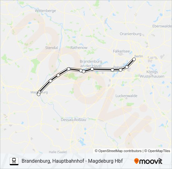 Поезд RE1: карта маршрута
