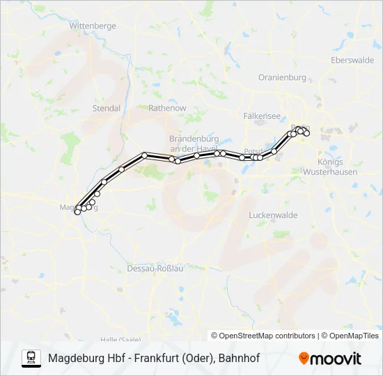 Поезд RE1: карта маршрута