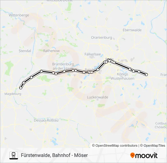Поезд RE1: карта маршрута