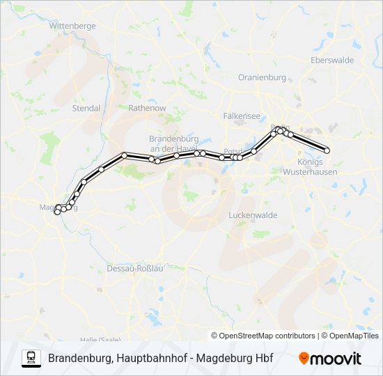Поезд RE1: карта маршрута