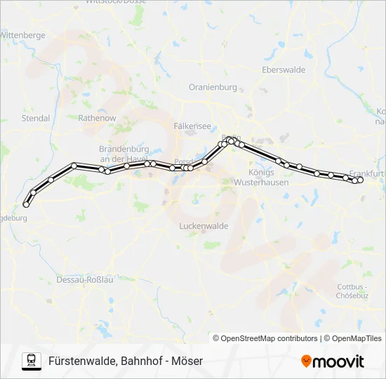 Поезд RE1: карта маршрута