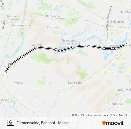 Поезд RE1: карта маршрута