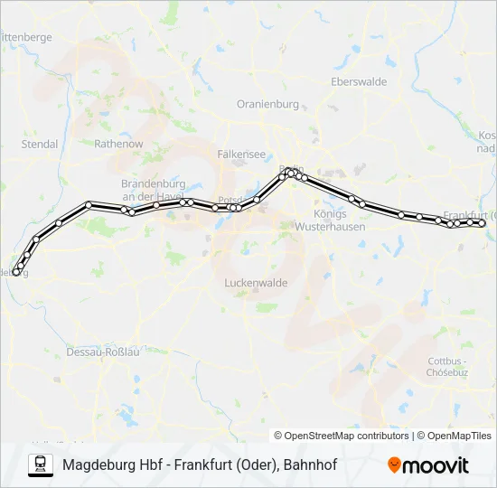Поезд RE1: карта маршрута