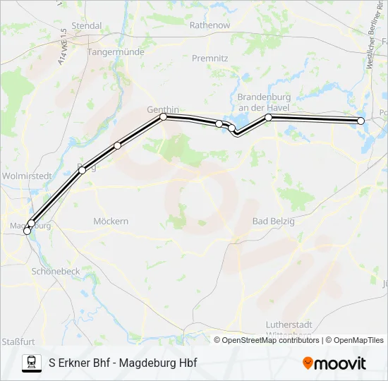 Поезд RE1: карта маршрута