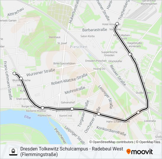 Трамвай 4: карта маршрута
