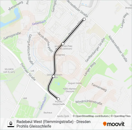 Трамвай 4: карта маршрута