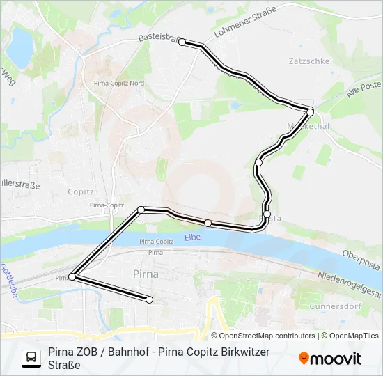 Автобус M (PIRNA): карта маршрута