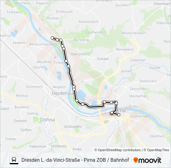 Автобус P (PIRNA): карта маршрута