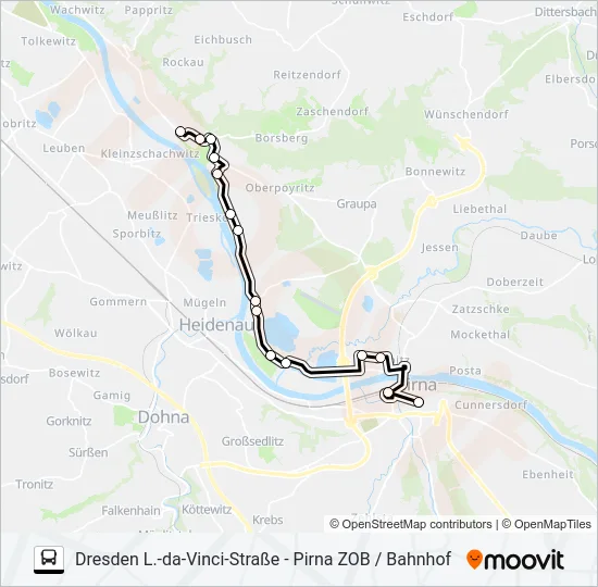 Автобус P (PIRNA): карта маршрута