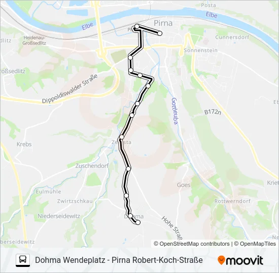 Автобус Z (PIRNA): карта маршрута