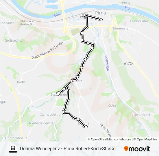 Автобус Z (PIRNA): карта маршрута