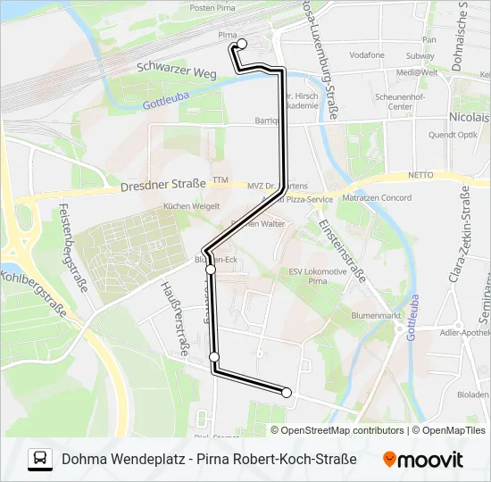 Автобус Z (PIRNA): карта маршрута