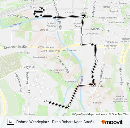 Автобус Z (PIRNA): карта маршрута