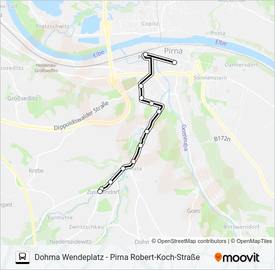 Автобус Z (PIRNA): карта маршрута