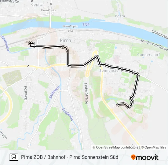 Автобус H/S (PIRNA): карта маршрута