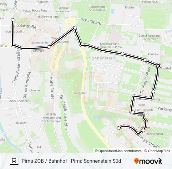 Автобус H/S (PIRNA): карта маршрута