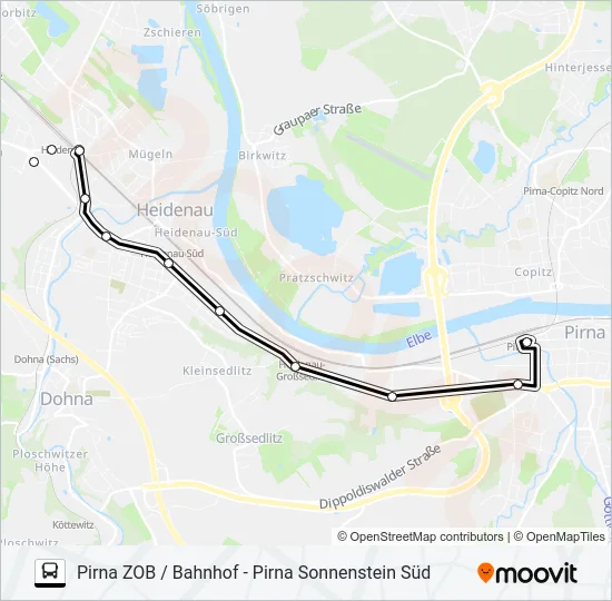 Автобус H/S (PIRNA): карта маршрута
