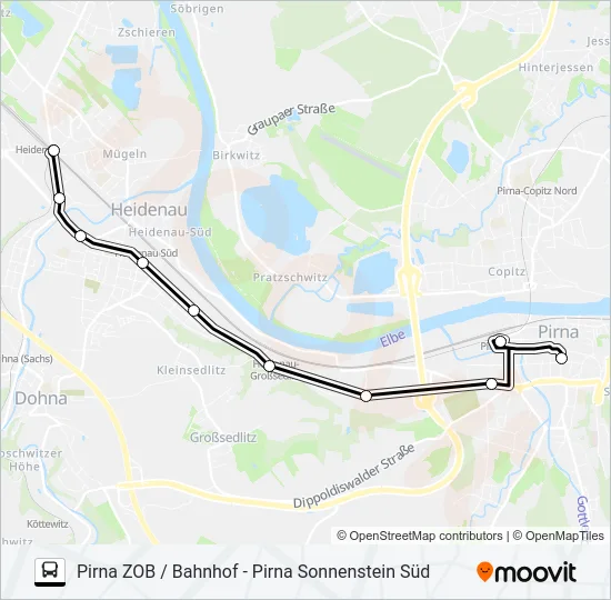Автобус H/S (PIRNA): карта маршрута